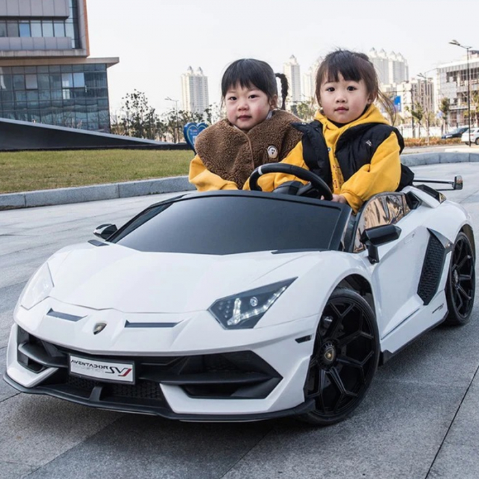 Masina electrica cu telecomanda pentru copii Toyz Lamborghini Aventador SVJ HL314, Alb [6]