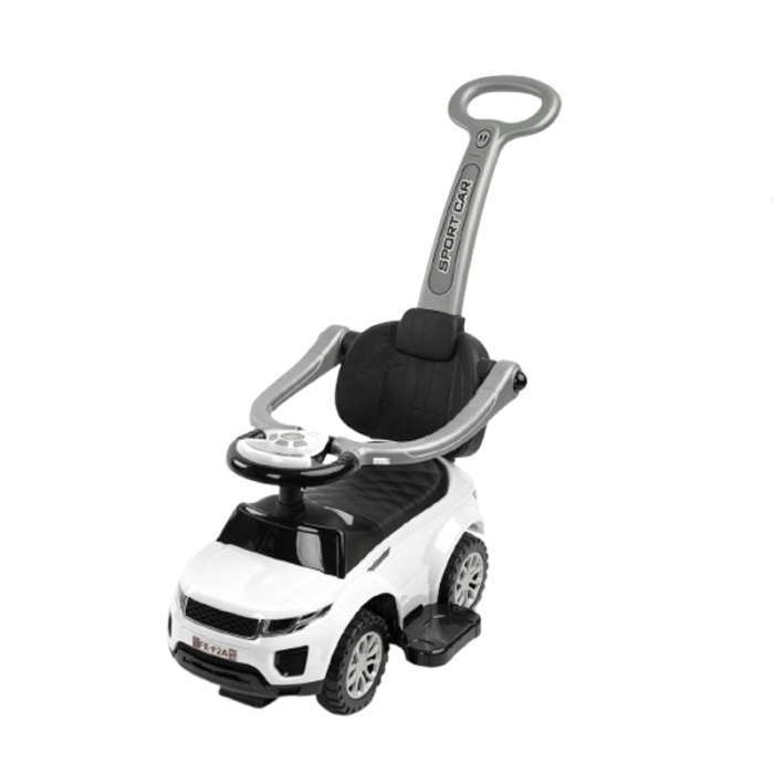 Masinuta copii 3 in 1, cu melodii, maner de impins pentru parinti si bara de protectie Toyz Sport Car 390031, Alb [1]