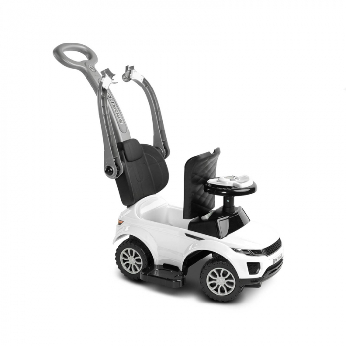 Masinuta copii 3 in 1, cu melodii, maner de impins pentru parinti si bara de protectie Toyz Sport Car 390031, Alb [5]