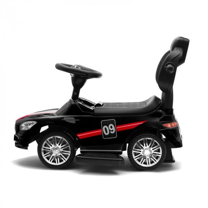 Masinuta pentru copii cu melodii, maner de impins pentru parinti si bara de protectie Baby Mix 45828, Negru [3]