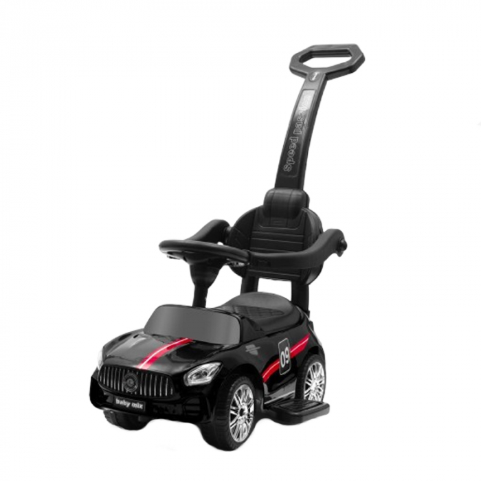 Masinuta pentru copii cu melodii, maner de impins pentru parinti si bara de protectie Baby Mix 45828, Negru [1]