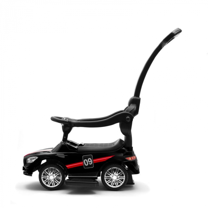 Masinuta pentru copii cu melodii, maner de impins pentru parinti si bara de protectie Baby Mix 45828, Negru [2]