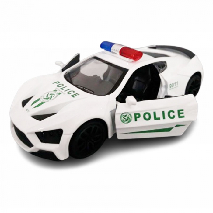 Masinuta de politie din metal cu sunete Midex 032918-A, Alb [2]
