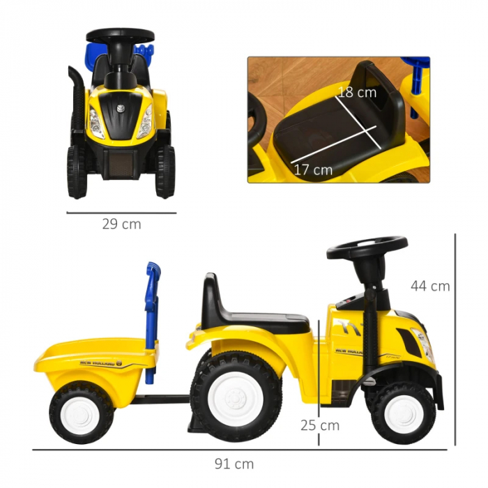 Tractor cu remorca pentru copii Baby Mix HZ-658T, Galben [3]