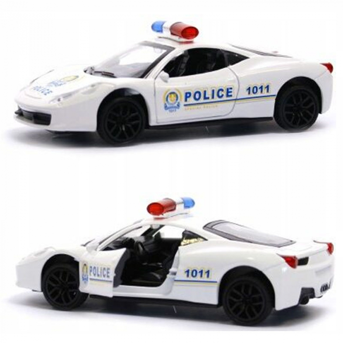 Masinuta de politie din metal cu sunete Midex 032918, Alb [2]
