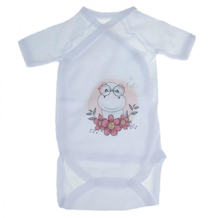 Body cu maneca scurta pentru fete Mini Bimbi MNN-2, Alb [1]
