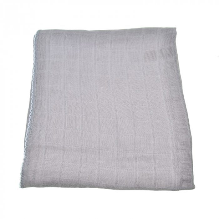 Muselina multifunctionala din bumbac ideala pentru infasat 95 X 95 cm Mini Junior MSL-1, Gri [1]
