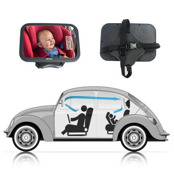 Oglinda auto 360°, pentru observarea copilului, Akuku, A0646, Negru [6]