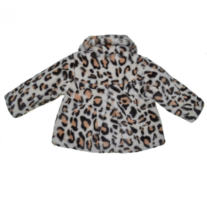Palton din blana artificiala cu imprimeu animal print pentru fete Mini Junior PLT-MJ5, Maro [2]