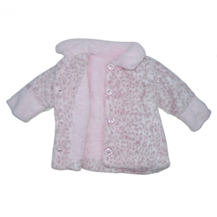 Palton din blana artificiala cu imprimeu animal print pentru fete Mini Junior PLT-MJ6, Roz [4]