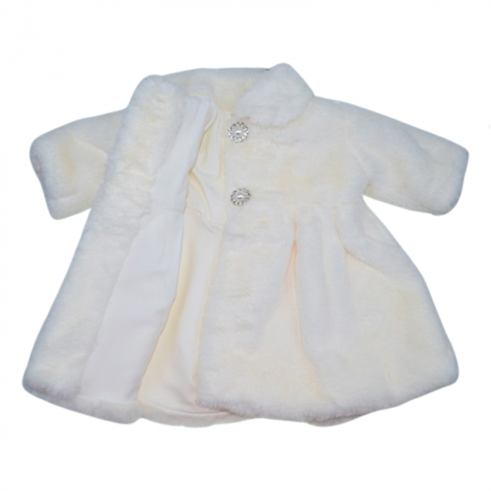 Palton din blanita artificiala pentru fete Mini Junior PLT-MJ4, Crem [4]