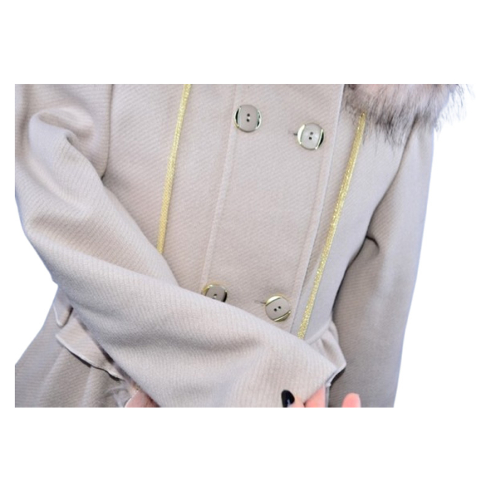Palton elegant cu gentuta, pentru fete, Mini Junior PLT2810C-134, Crem [5]