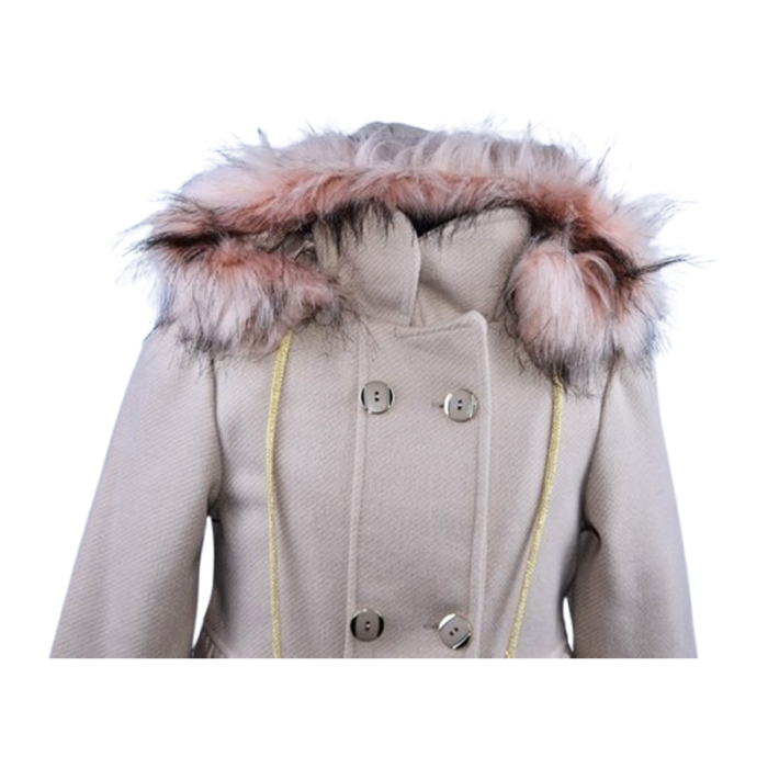 Palton elegant cu gentuta, pentru fete, Mini Junior PLT2810C-134, Crem [3]