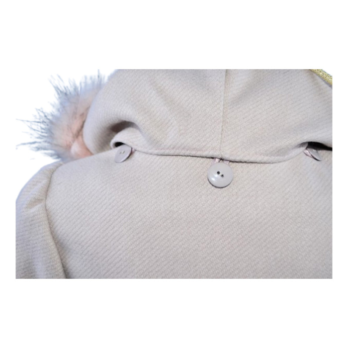 Palton elegant cu gentuta, pentru fete, Mini Junior PLT2810C-134, Crem [6]