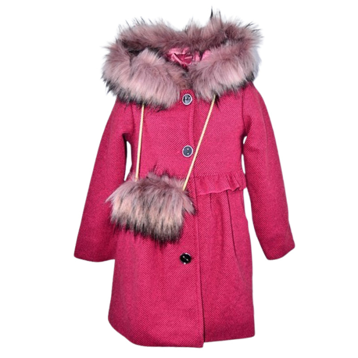 Palton elegant cu gentuta, pentru fete, Mini Junior PLT2810F-92, Fucsia [1]