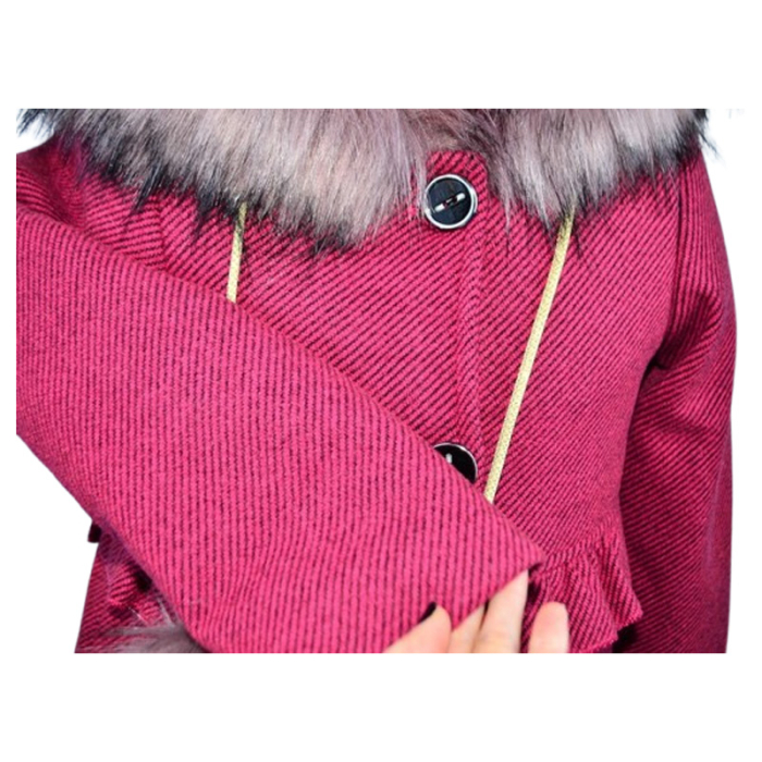 Palton elegant cu gentuta, pentru fete, Mini Junior PLT2810F-92, Fucsia [5]