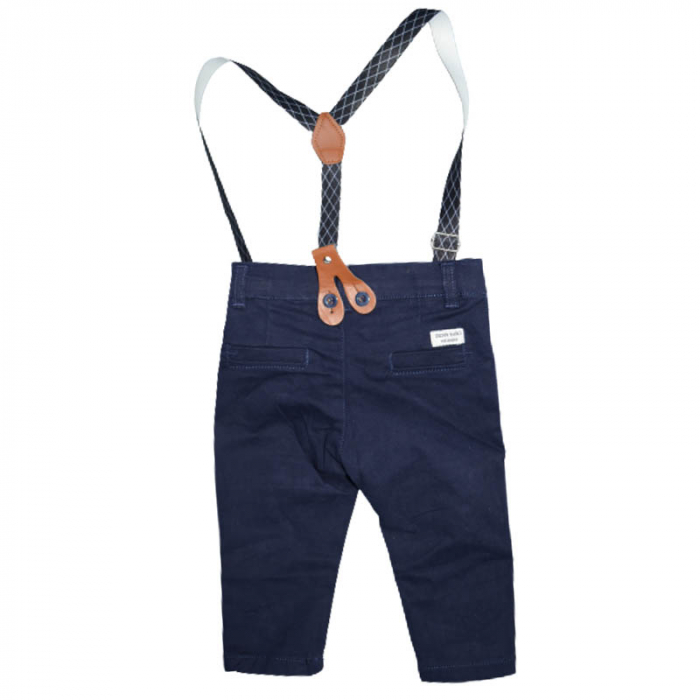 Pantaloni cu bretele pentru baieti Vitamins PLT1715-BL, Bleumarin [3]