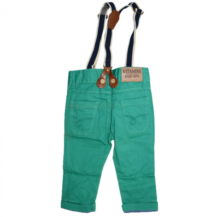 Pantaloni cu bretele pentru baieti Vitamins Baby KZ-04, Verde [2]