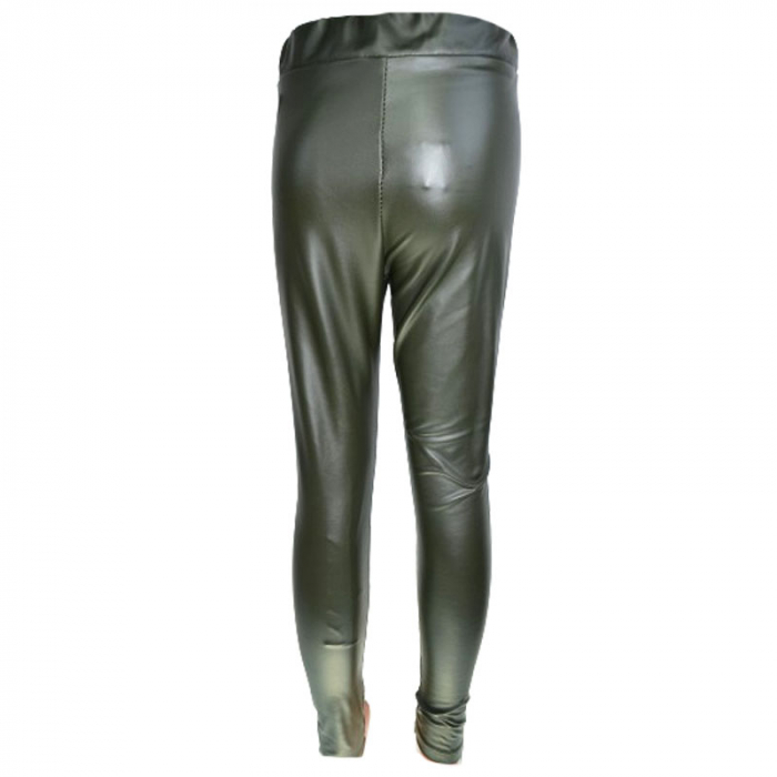 Pantaloni eleganti din piele ecologica pentru fete New Collection C091223-V, Verde [2]