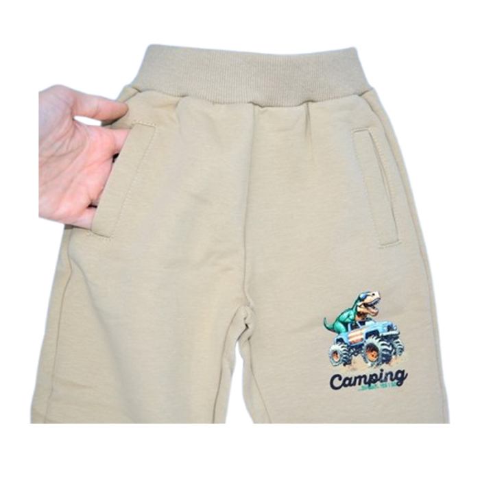 Pantaloni sport captusiti cu fleece, pentru baieti, Happy House WB-3552C, Crem [2]