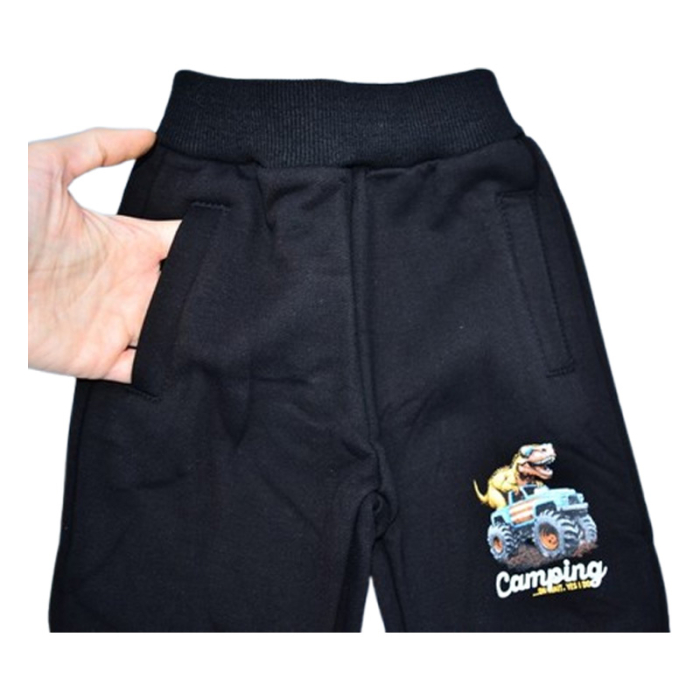 Pantaloni sport captusiti cu fleece, pentru baieti, Happy House WB-3552N, Negru [3]