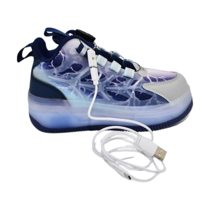 Pantofi cu leduri si roti detasabile, pentru baieti, Mini Junior M738A-31, Albastru [5]