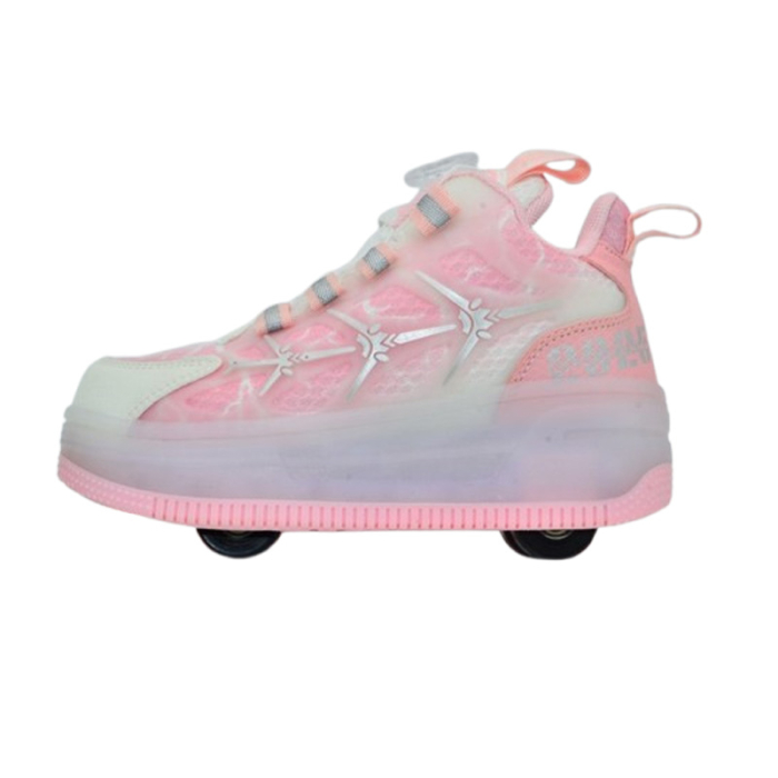 Pantofi cu leduri si roti detasabile, pentru fete, Mini Junior M738R, Roz [3]