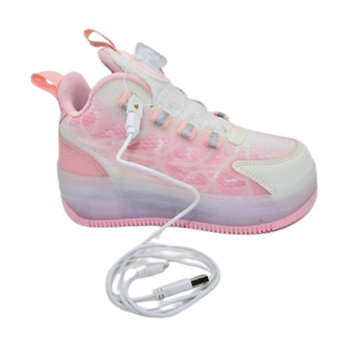 Pantofi cu leduri si roti detasabile, pentru fete, Mini Junior M738R, Roz [5]