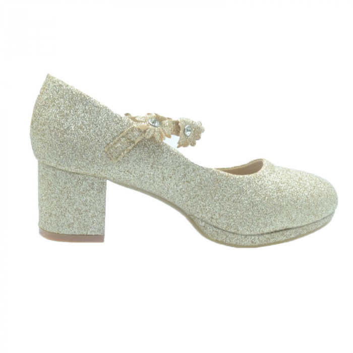 Pantofi cu toc pentru fete MRS R176A-27, Auriu [4]