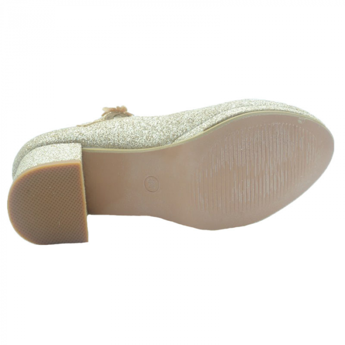 Pantofi cu toc pentru fete MRS R176A-27, Auriu [3]