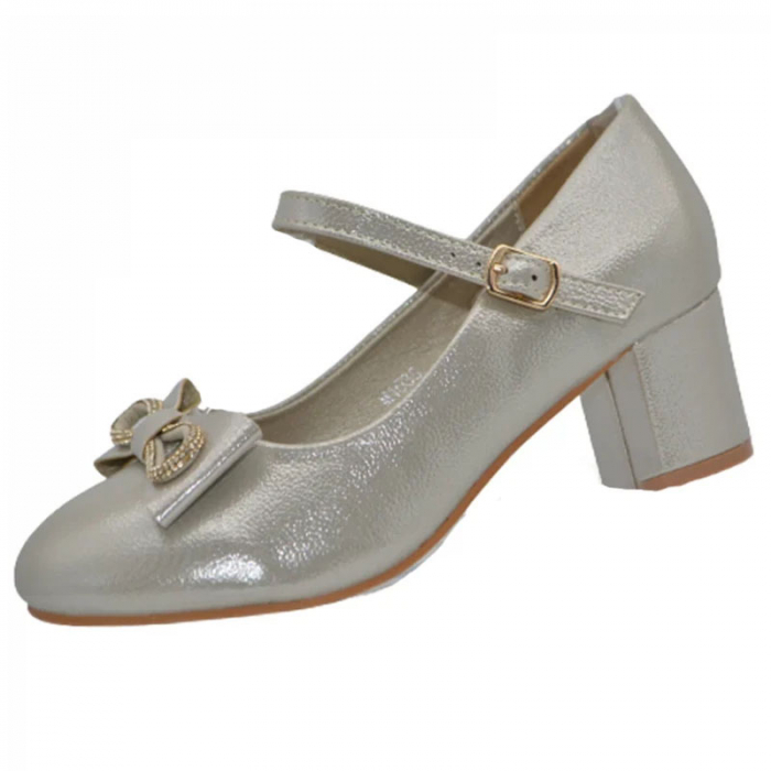 Pantofi cu toc pentru fete MRS M1535, Auriu [4]