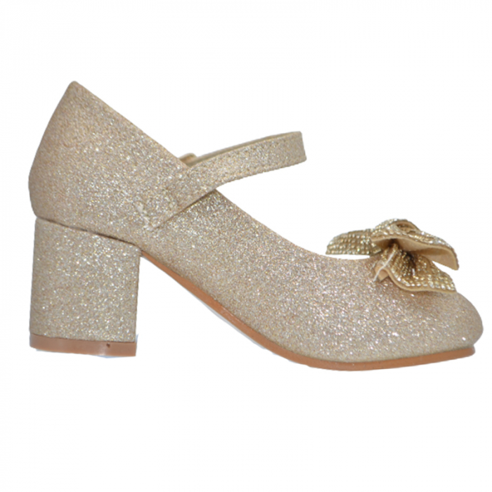 Pantofi cu toc pentru fete MRS R1538, Auriu [2]