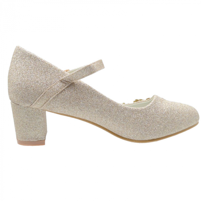 Pantofi cu toc pentru fete MRS R1508-A-24, Auriu [2]