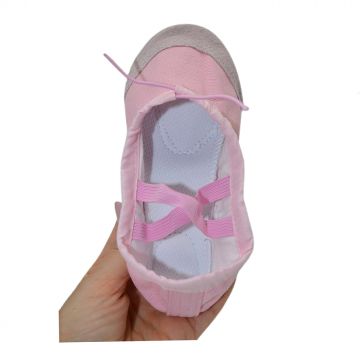 Pantofi din panza moale pentru balet, gimnastica si dans Mini Junior BLR-MJ3, Roz [3]
