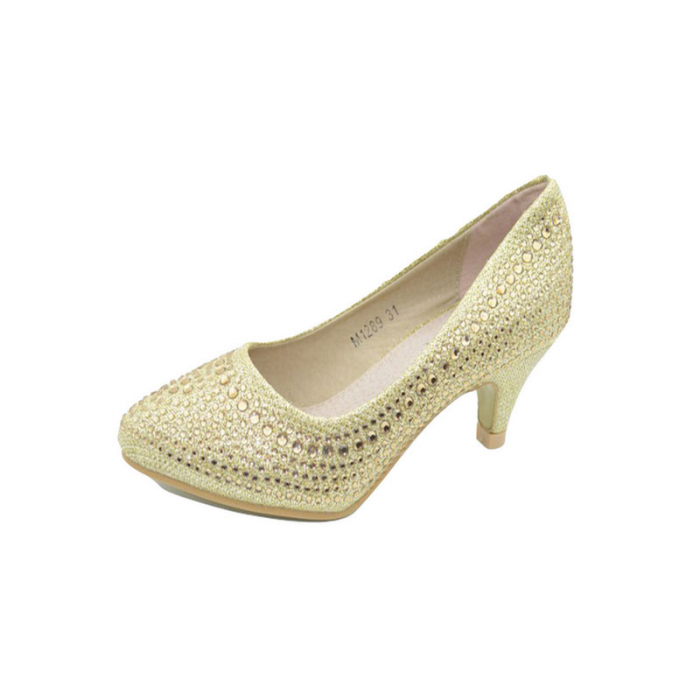 Pantofi eleganti cu toc pentru fete MRS M1289-A1-32, Auriu [1]