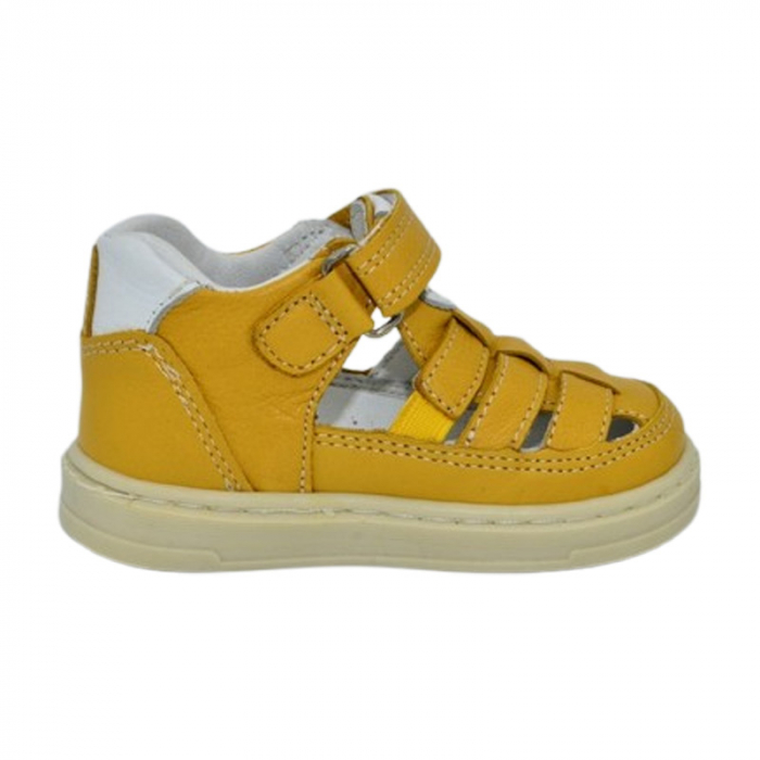 Pantofi ortopedici, din piele, cu talpa flexibila, pentru baieti Small Foot PSFB2207, Galben [2]