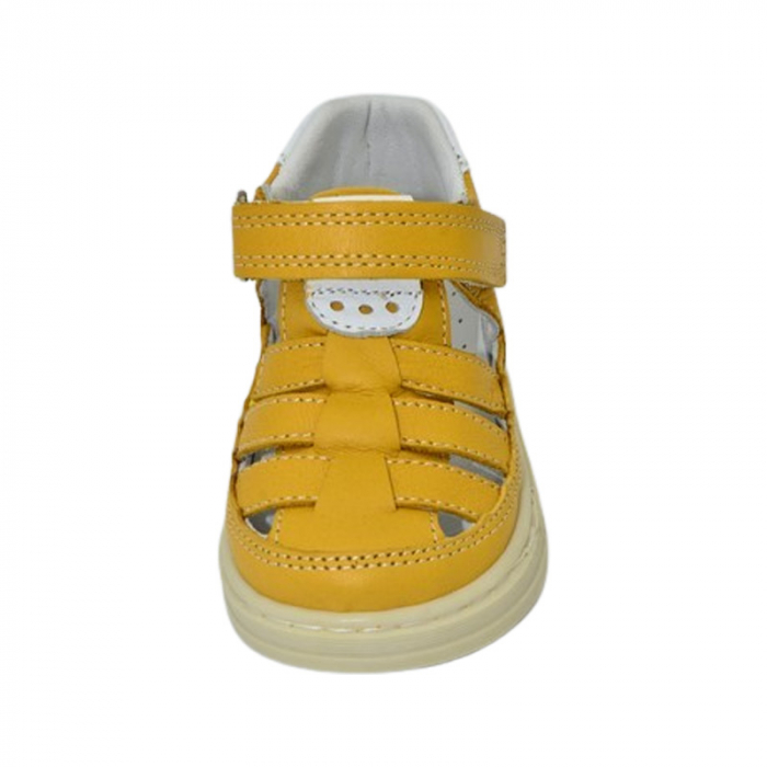 Pantofi ortopedici, din piele, cu talpa flexibila, pentru baieti Small Foot PSFB2207, Galben [3]