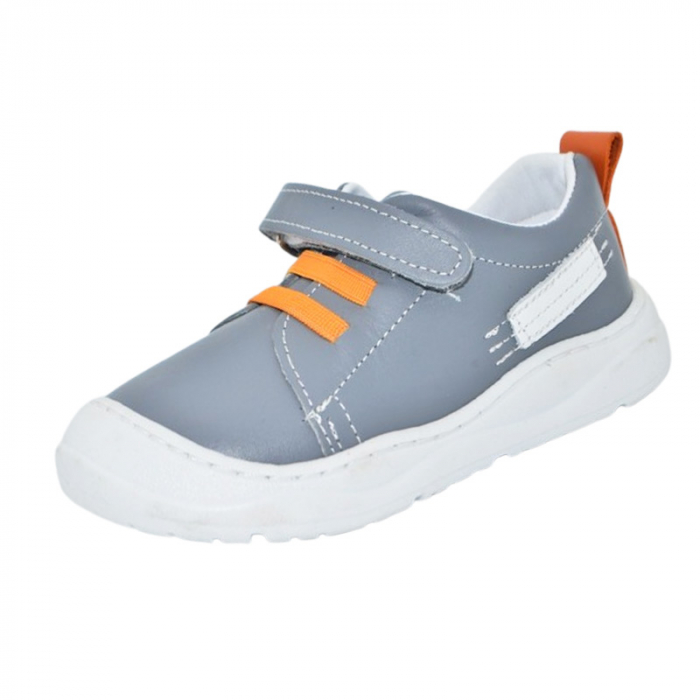 Pantofi ortopedici din piele, cu talpa flexibila, pentru baieti Small Foot, SB10A, Gri [1]
