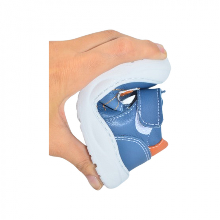 Pantofi ortopedici din piele, cu talpa flexibila, pentru baieti Small Foot, SB153A, Albastru [6]