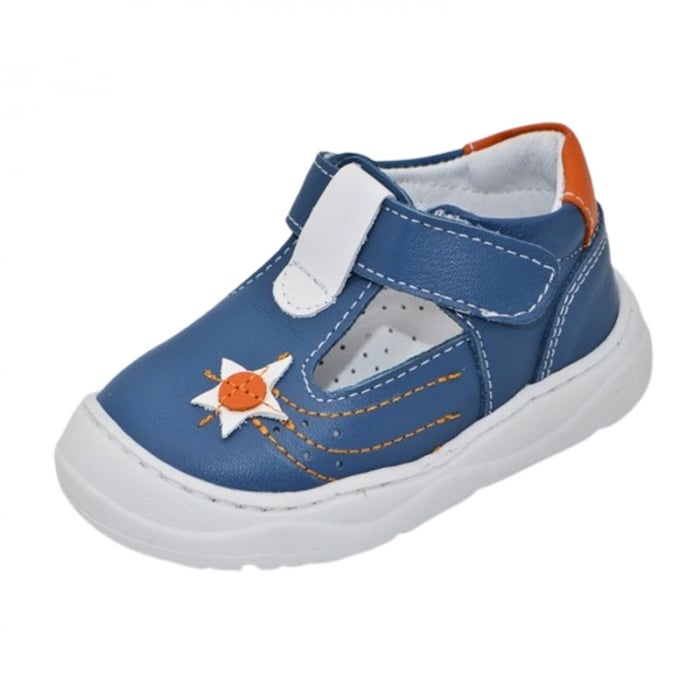 Pantofi ortopedici din piele, cu talpa flexibila, pentru baieti Small Foot, SB153A, Albastru [1]