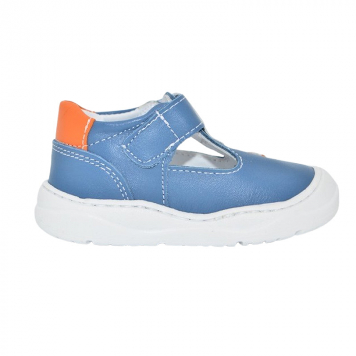 Pantofi ortopedici din piele, cu talpa flexibila, pentru baieti Small Foot, SB153A, Albastru [3]