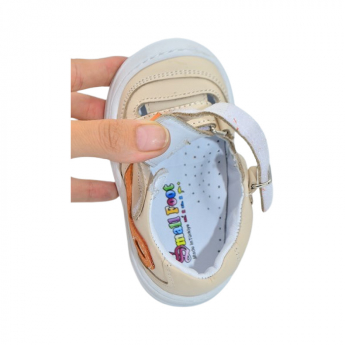 Pantofi ortopedici din piele, cu talpa flexibila, pentru baieti Small Foot, SB18C, Crem [4]