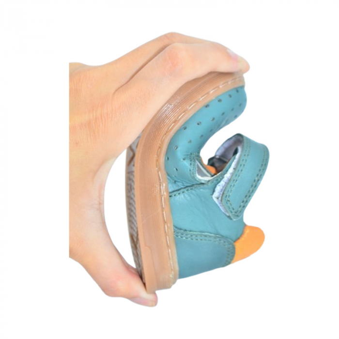 Pantofi ortopedici din piele, cu talpa flexibila, pentru baieti Small Foot, SB1908, Verde [6]