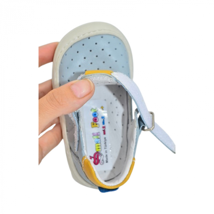 Pantofi ortopedici din piele, cu talpa flexibila, pentru baieti Small Foot, SB1908A, Albastru deschis [5]