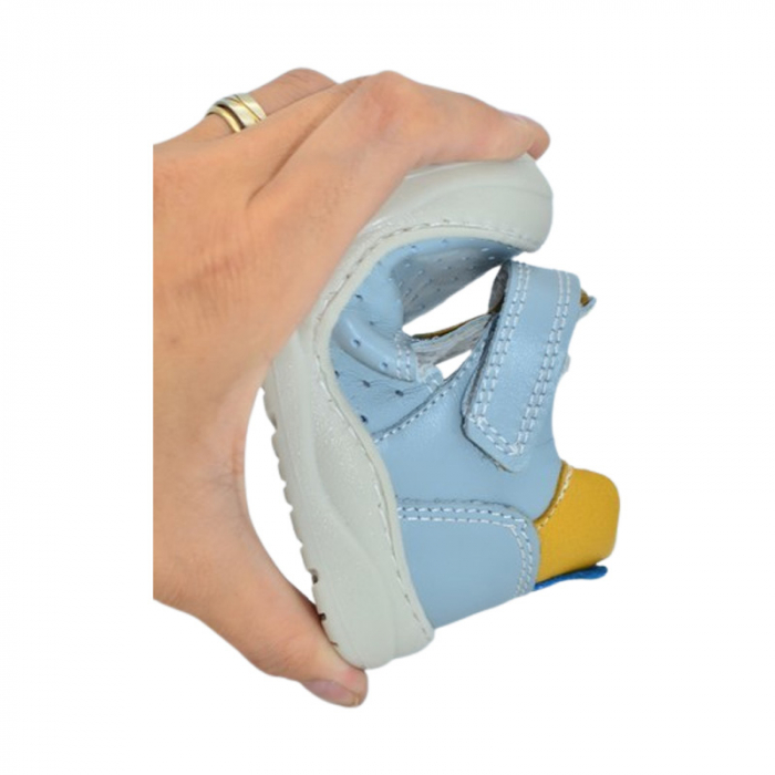 Pantofi ortopedici din piele, cu talpa flexibila, pentru baieti Small Foot, SB1908A, Albastru deschis [6]