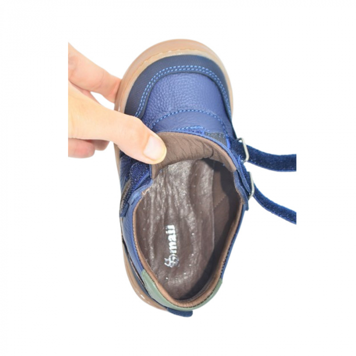 Pantofi ortopedici din piele, cu talpa flexibila, pentru baieti Small Foot, SB1908A2, Albastru [5]