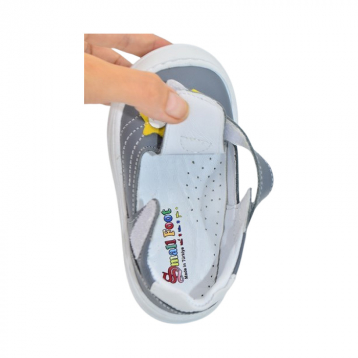 Pantofi ortopedici din piele, cu talpa flexibila, pentru baieti Small Foot, SB1908G, Gri [5]