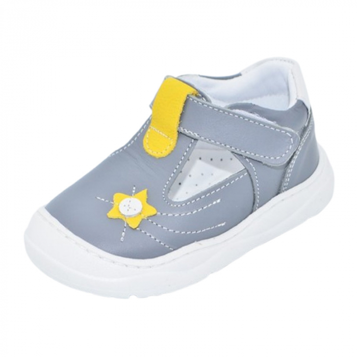 Pantofi ortopedici din piele, cu talpa flexibila, pentru baieti Small Foot, SB1908G, Gri [1]