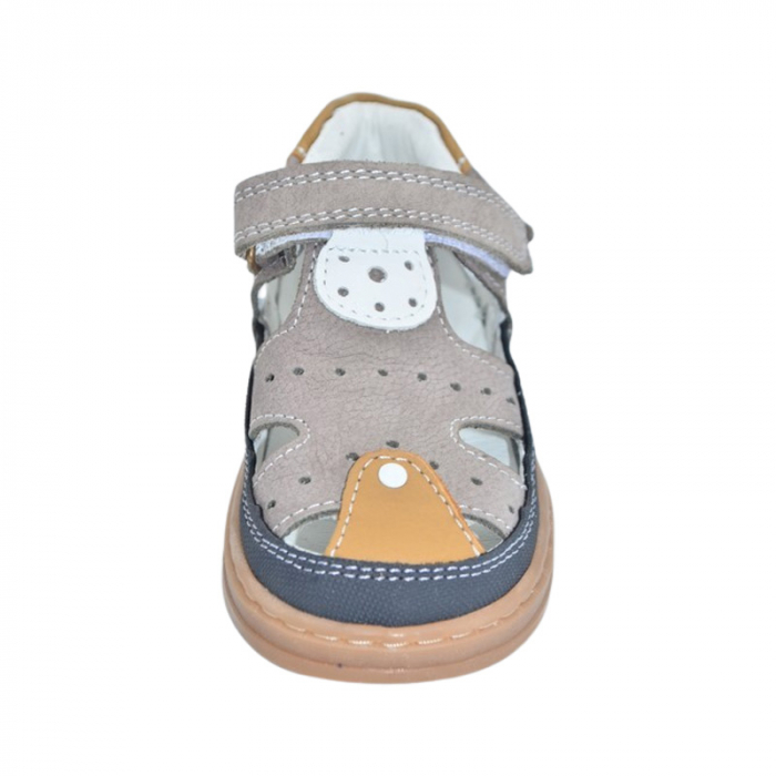 Sandale ortopedice din piele, cu talpa flexibila, pentru baieti Small Foot, SB1908G2, Gri [2]
