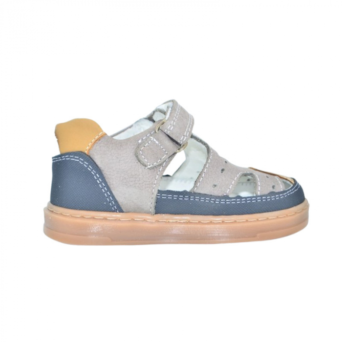 Sandale ortopedice din piele, cu talpa flexibila, pentru baieti Small Foot, SB1908G2, Gri [3]
